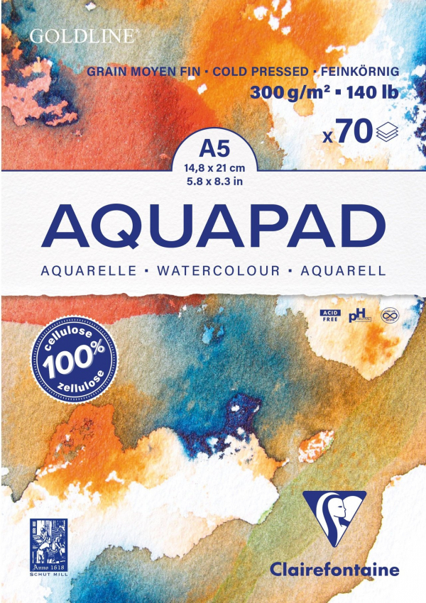 Bloc aquarelle Aquapad Clairefontaine 300 gr A5 70 feuilles