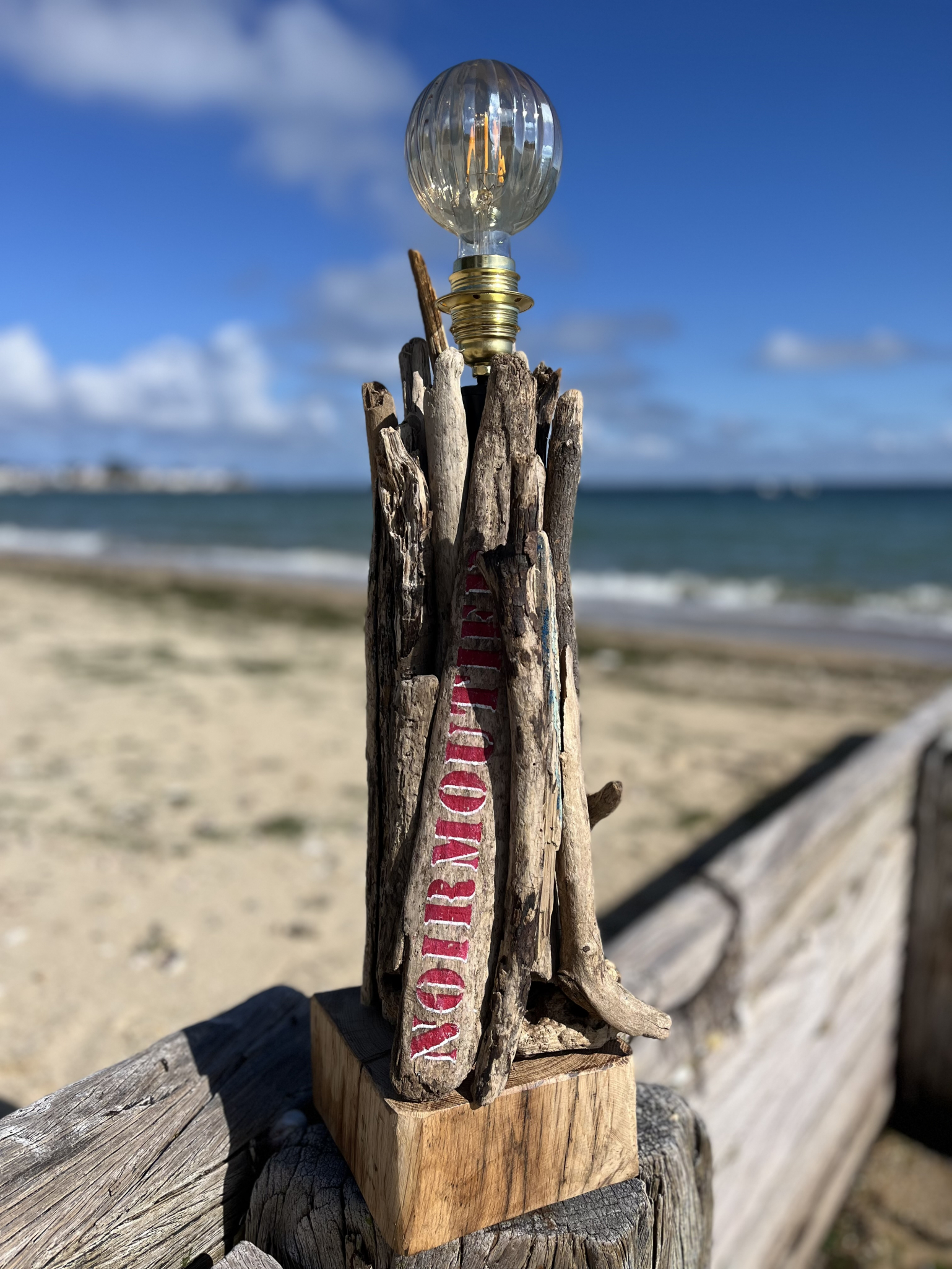 Lampe bois flottés Noirmoutier