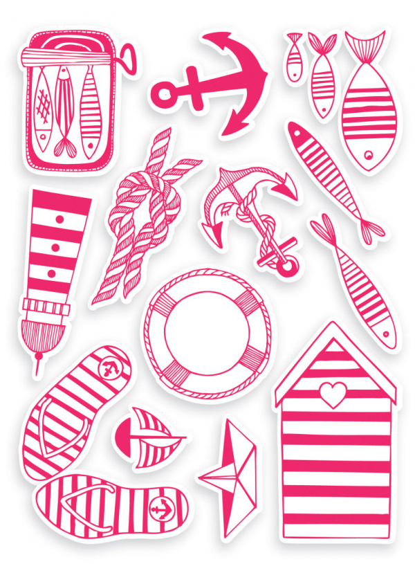 Boite tampons textile ALADINE Déco - Motifs Navy Mer Marins avec encreur – Image 2