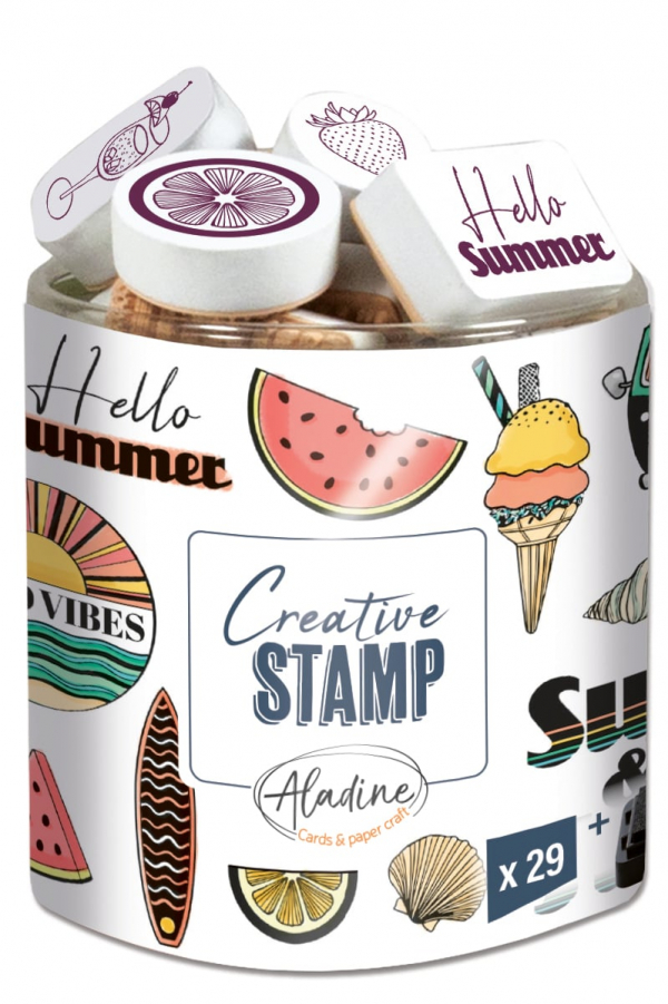 Boite tampons ALADINE  - Motifs : Summer avec encreur