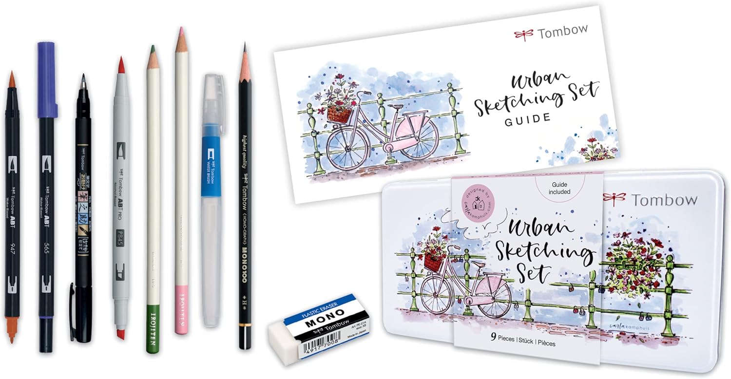 Set Urban sketching TOMBOW - set croquis dessin avec guide – Image 2
