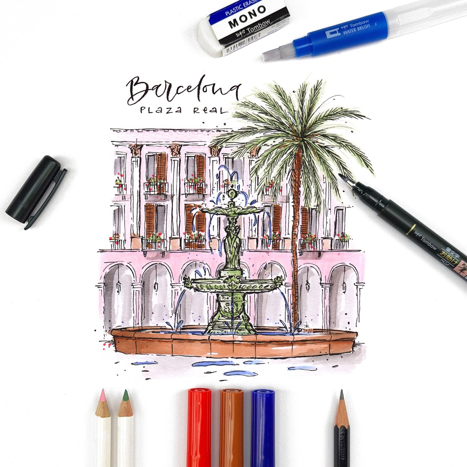 Set Urban sketching TOMBOW - set croquis dessin avec guide – Image 3