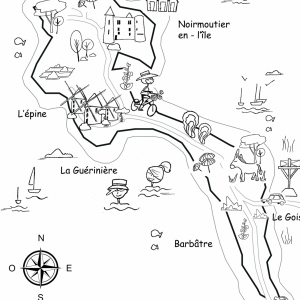 Affiche Ile de Noirmoutier - noir et blanc - à colorier