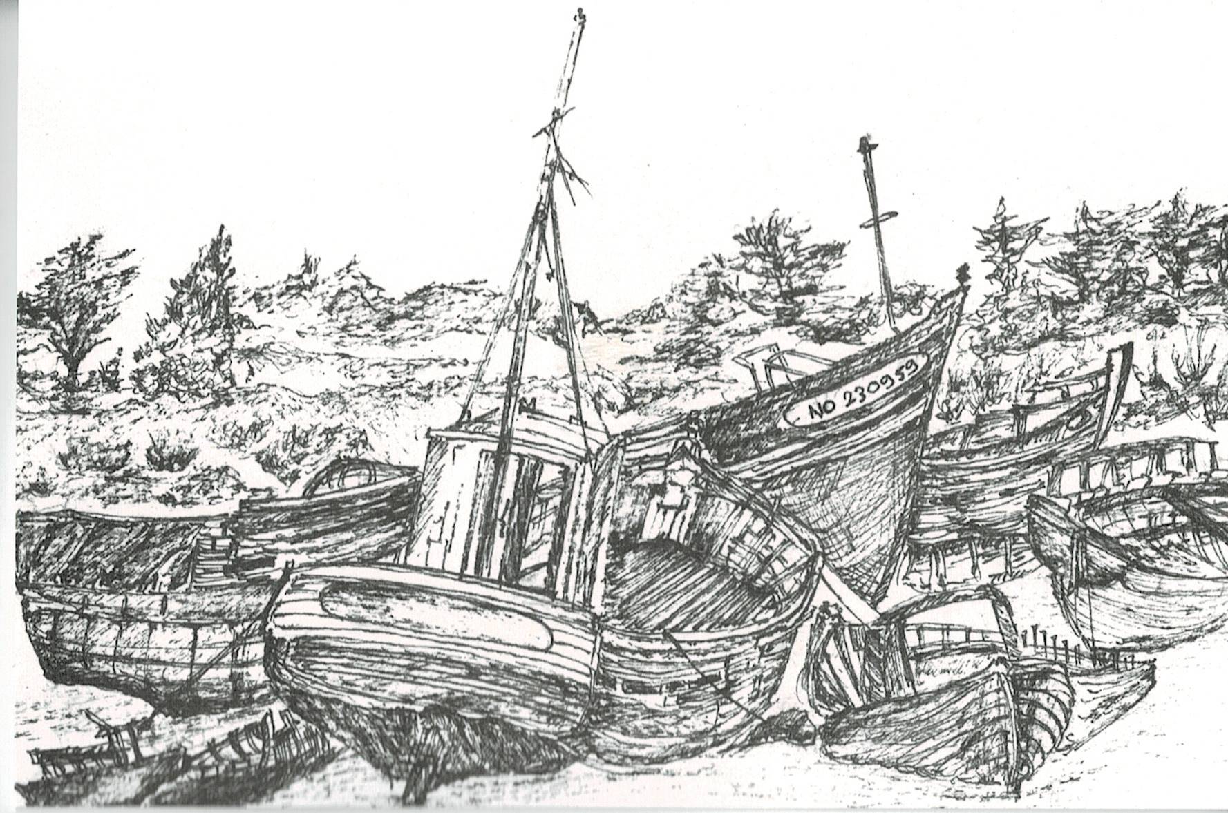 Carte postale ILEANE Les épaves du vieux port