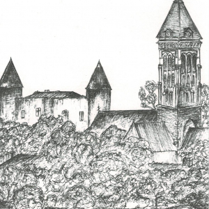 Carte postale ILEANE Vue de l'église et du château Noirmoutier