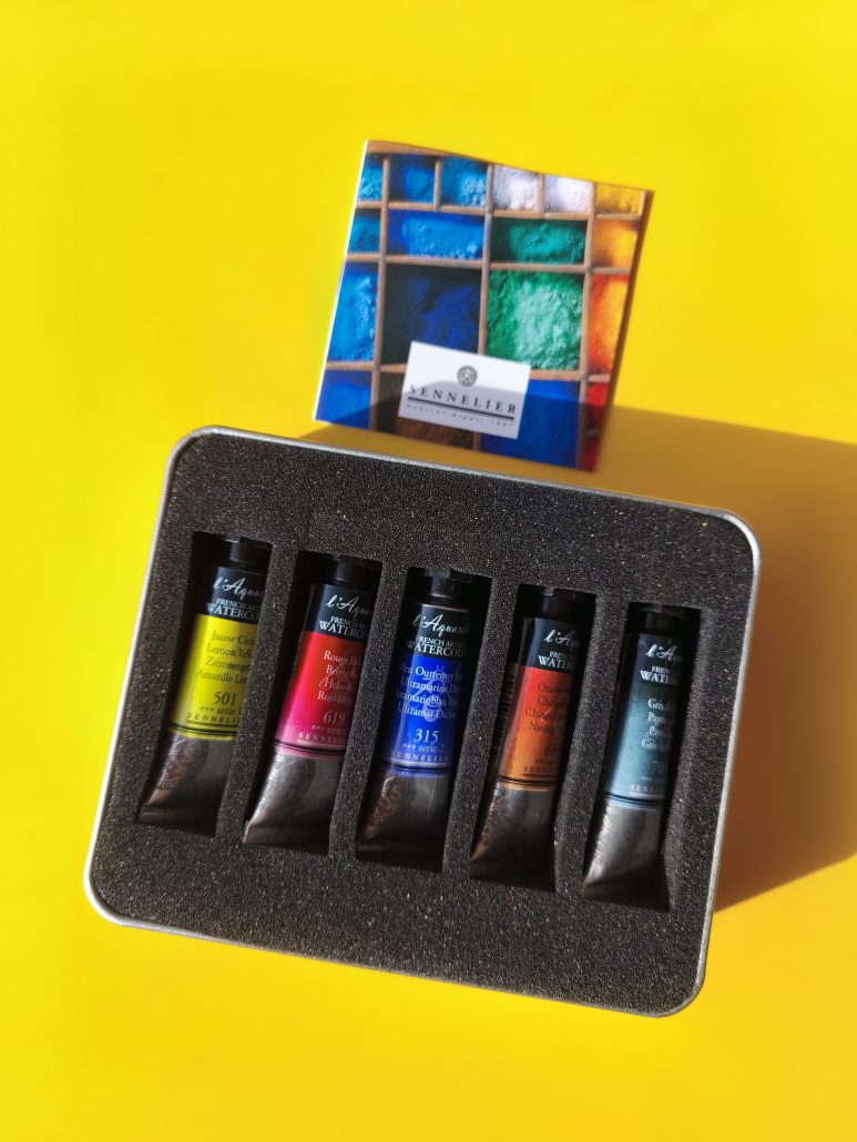 Coffret peinture aquarelles 5 tubes Sennelier