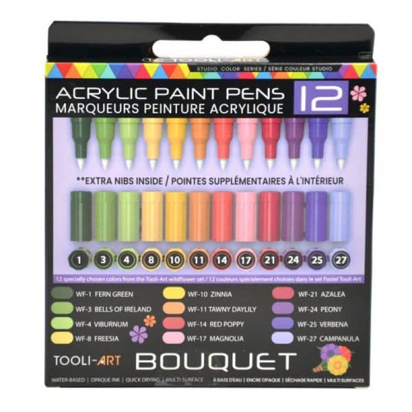 Feutres acryliques TOOLI ART- 12 couleurs BOUQUET Pointe Extra Fine