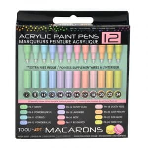 Feutres acryliques TOOLI ART- 12 couleurs MACARONS Pointe Extra Fine