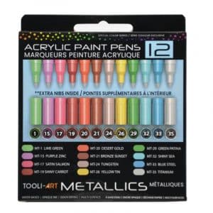 Feutres acryliques TOOLI ART- 12 couleurs METALLIQUES Pointe Extra Fine