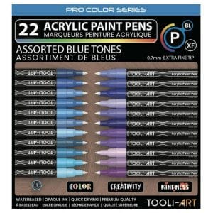 Feutres acryliques TOOLI ART- 22 couleurs BLEUES Pointe Extra Fine
