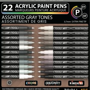 Feutres acryliques TOOLI ART- 22 couleurs GRISES Pointe Extra Fine