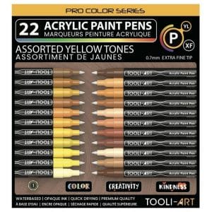 Feutres acryliques TOOLI ART- 22 couleurs JAUNES Pointe Extra Fine