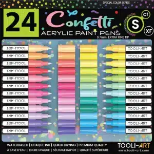 Feutres acryliques TOOLI ART- 24 couleurs CONFETTI Pointe Extra Fine