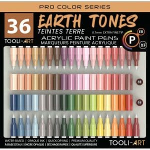 Feutres acryliques TOOLI ART- 36 couleurs EARTHTONES Pointe Extra Fine
