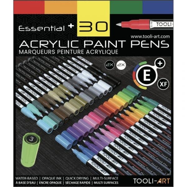 Feutres acryliques TOOLI ART- 30 couleurs ESSENTIAL+ Pointe Extra Fine