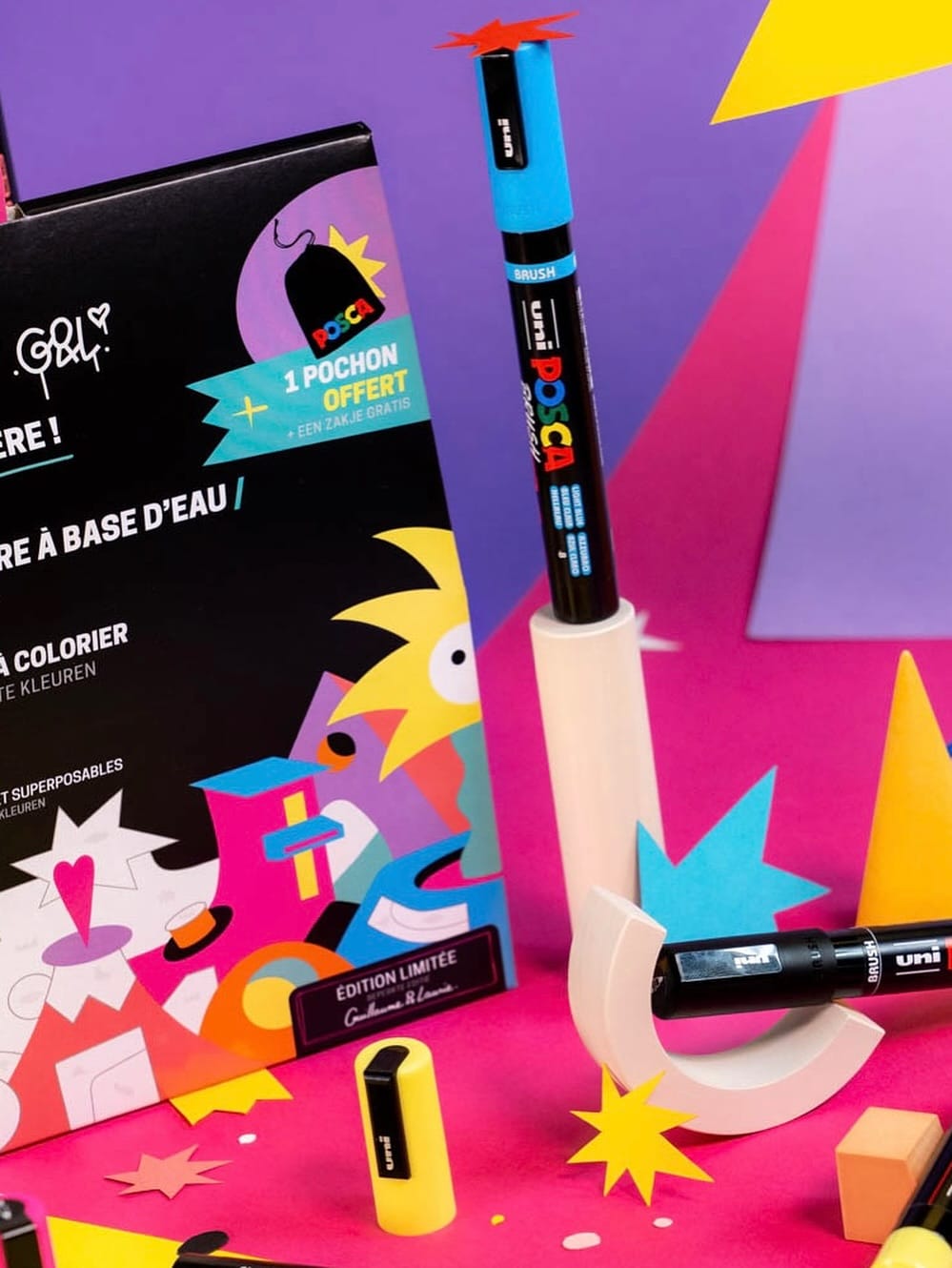 POSCA - Pack EXCLUSIF Co-coloriage mystère x Guillaume et Laurie 8 marqueurs et œuvres inédites – Image 3