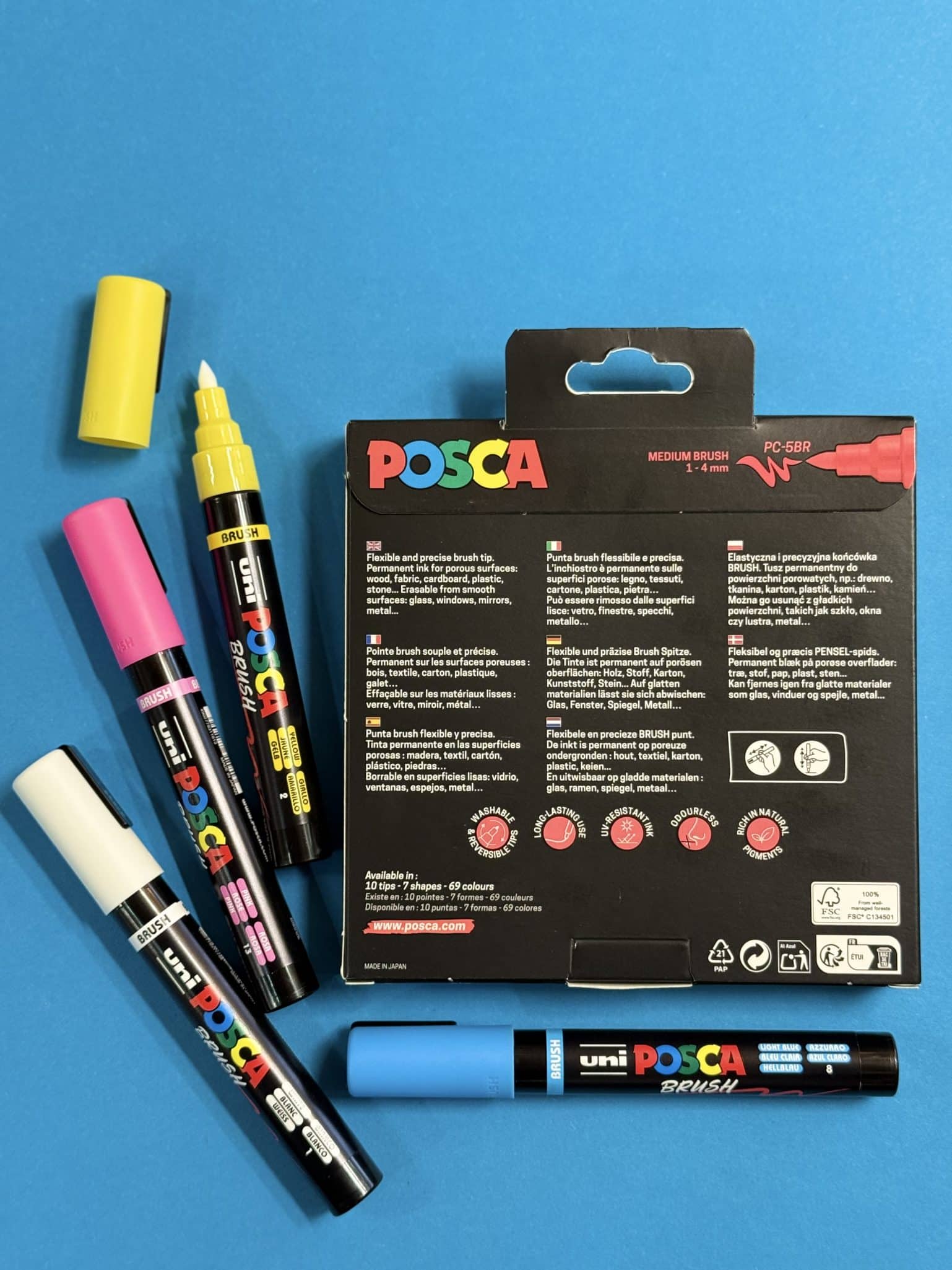POSCA - Set 8 marqueurs pointe Brush PC-5BR couleurs classiques – Image 2