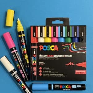 POSCA - Set 8 marqueurs pointe Brush PC-5BR couleurs classiques